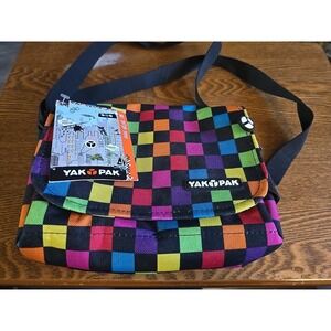 Yak Pak Messenger Bag Multi Color Checkered Shoulder Bag Multiple Pockets